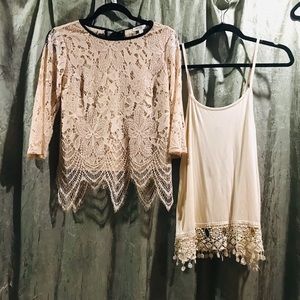 NWOT 2 Small Boho Tops Origami & Love Fire